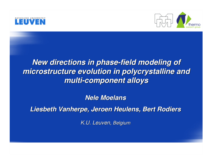 new directions in phase field modeling of field modeling