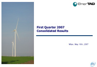 first quarter 2007 consolidated results