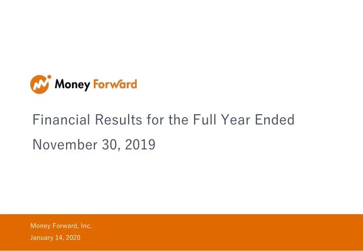 financial results for the full year ended november 30 2019