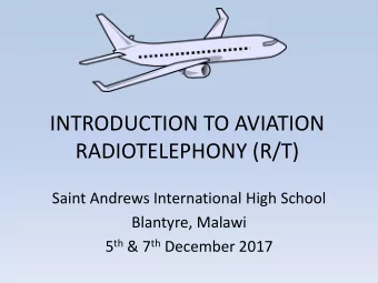 INTRODUCTION TO AVIATION  RADIOTELEPHONY (R/T)  Saint Andrews International High School  Blantyre,