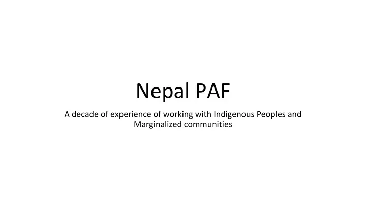 nepal paf