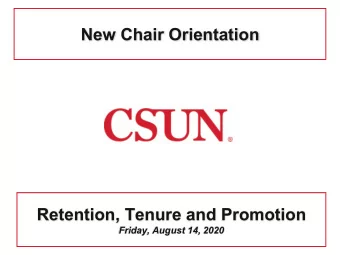 New Chair Orientation  Retention, Tenure and Promotion  Friday, August 14, 2020  Probationary
