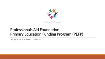 Pr  Professionals Aid Foundation  Pr  Primary Education Funding Pr  Program (PE  PEFP)  2019/2020