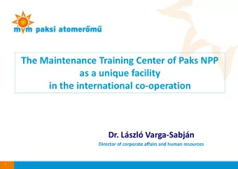 in the international co-operation Dr. Lszl Varga - Sabjn  Director of corporate affairs and