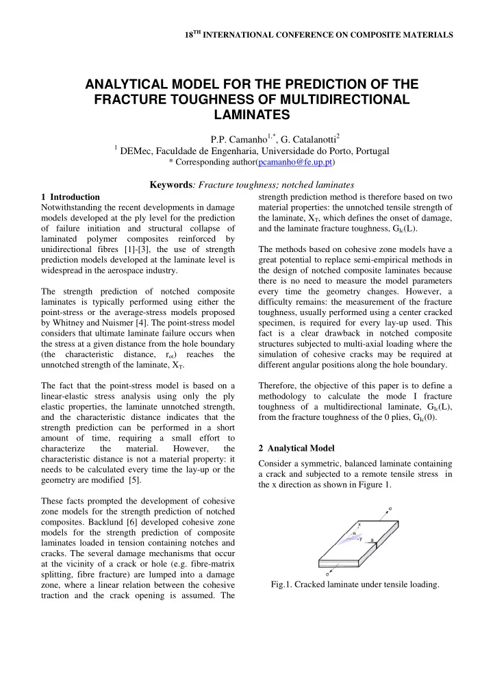 analytical model for the prediction of the fracture