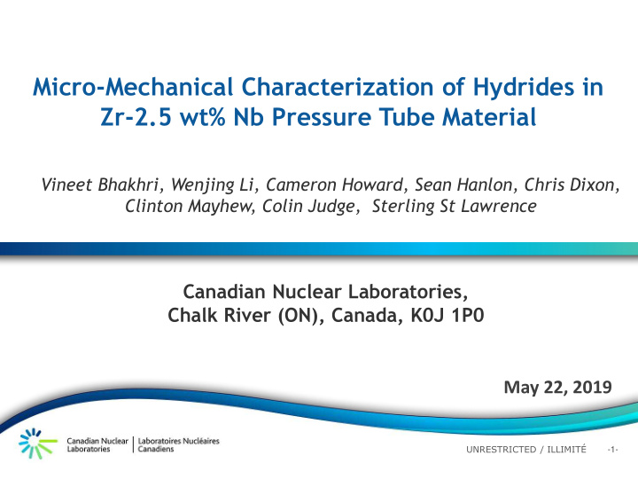 micro mechanical characterization of hydrides in zr 2 5