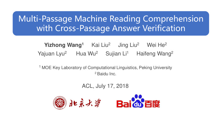 with cross passage answer verification