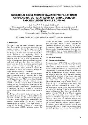 NUMERICAL SIMULATION OF DAMAGE PROPAGATION IN  CFRP LAMINATES REPAIRED BY EXTERNAL BONDED  PATCHES