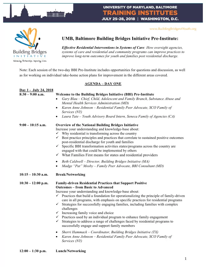 umb baltimore building bridges initiative pre institute