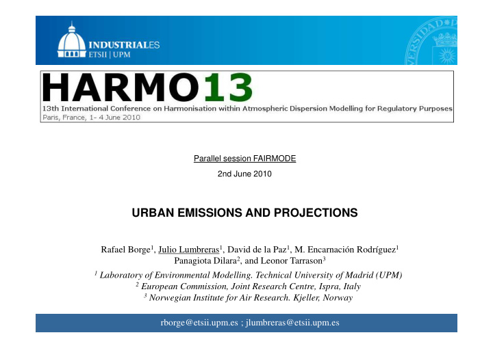 urban emissions and projections