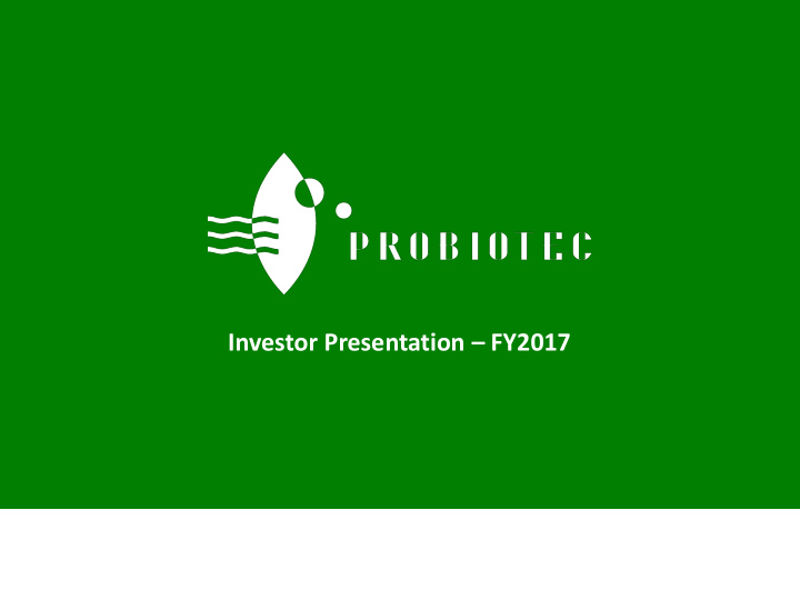 investor presentation fy2017 disclaimer