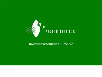 Investor Presentation  FY2017  DISCLAIMER The material in this presentation has been prepared by