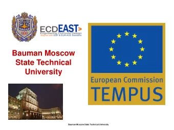 State Technical University Bauman Moscow State Technical University Faculty POWER ENGINEERING