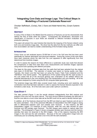 Integrating Core Data and Image Logs: The Critical Steps in  Modelling a Fractured Carbonate
