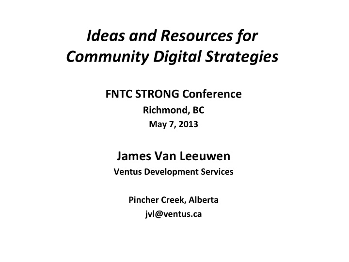 ideas and resources for community digital strategies