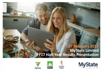 FY17 Half-Year Results Presentation  Agenda  1 Overview  Melos Sulicich  CEO &amp; Managing