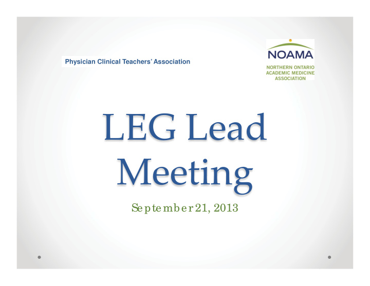 leg lead meeting