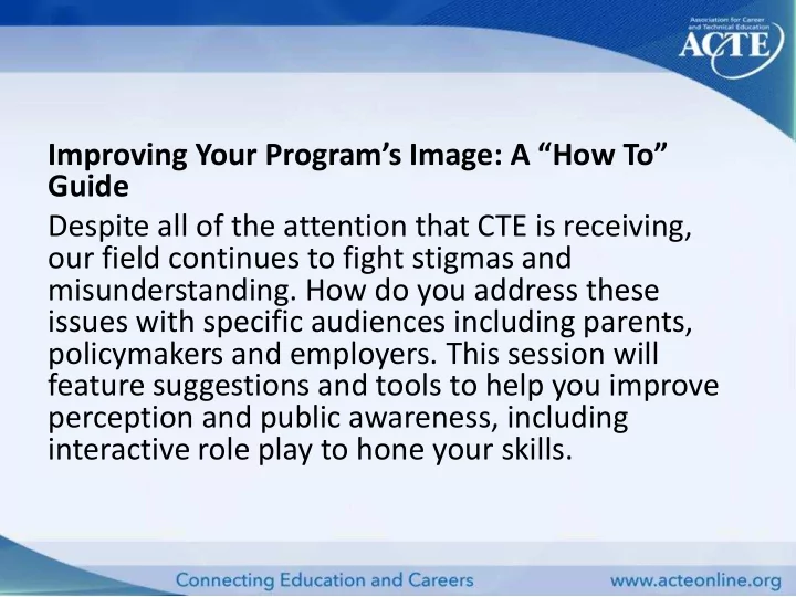 improving your program s image a how to