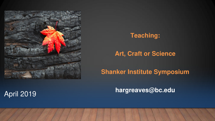 teaching art craft or science shanker institute symposium