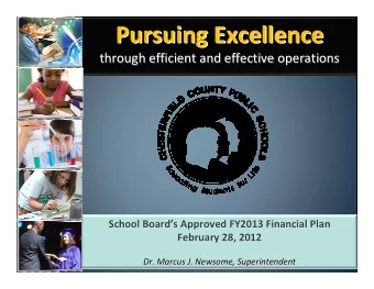 Pursuing Excellence  Pursuing Excellence  through efficient and effective operations  through