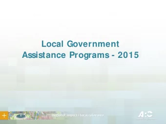 Local Government  Assistance Programs - 2015  Programs Providing Technical Assistance  Community