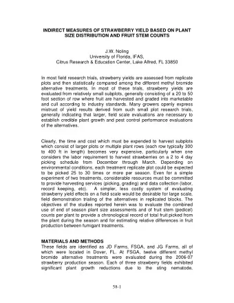 INDIRECT MEASURES OF STRAWBERRY YIELD BASED ON PLANT  SIZE DISTRIBUTION AND FRUIT STEM COUNTS  J.W.