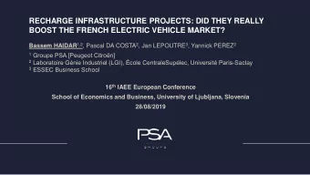 RECHARGE INFRASTRUCTURE PROJECTS: DID THEY REALLY  BOOST THE FRENCH ELECTRIC VEHICLE MARKET? Bassem