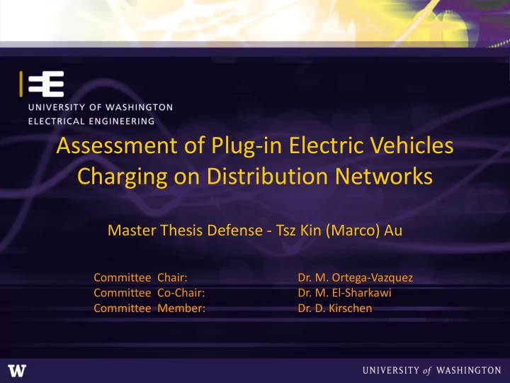 assessment of plug in electric vehicles charging on