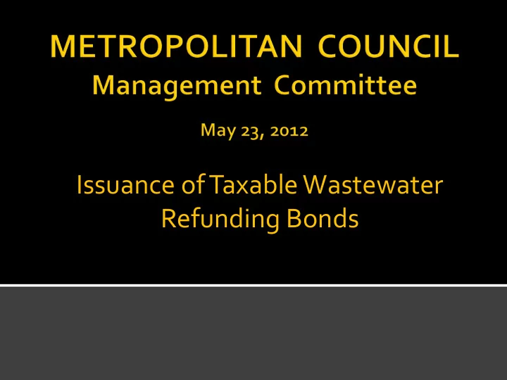 issuance of taxable wastewater