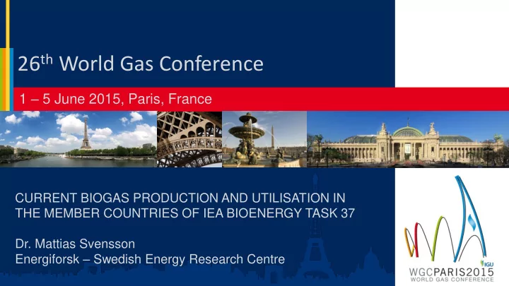 26 th world gas conference