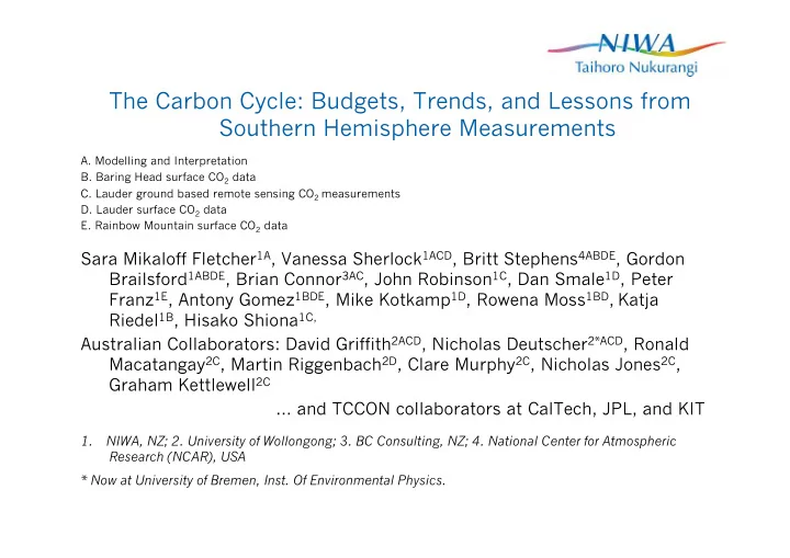the carbon cycle budgets trends and lessons from southern