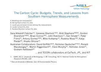 The Carbon Cycle: Budgets, Trends, and Lessons from  Southern Hemisphere Measurements  A. Modelling