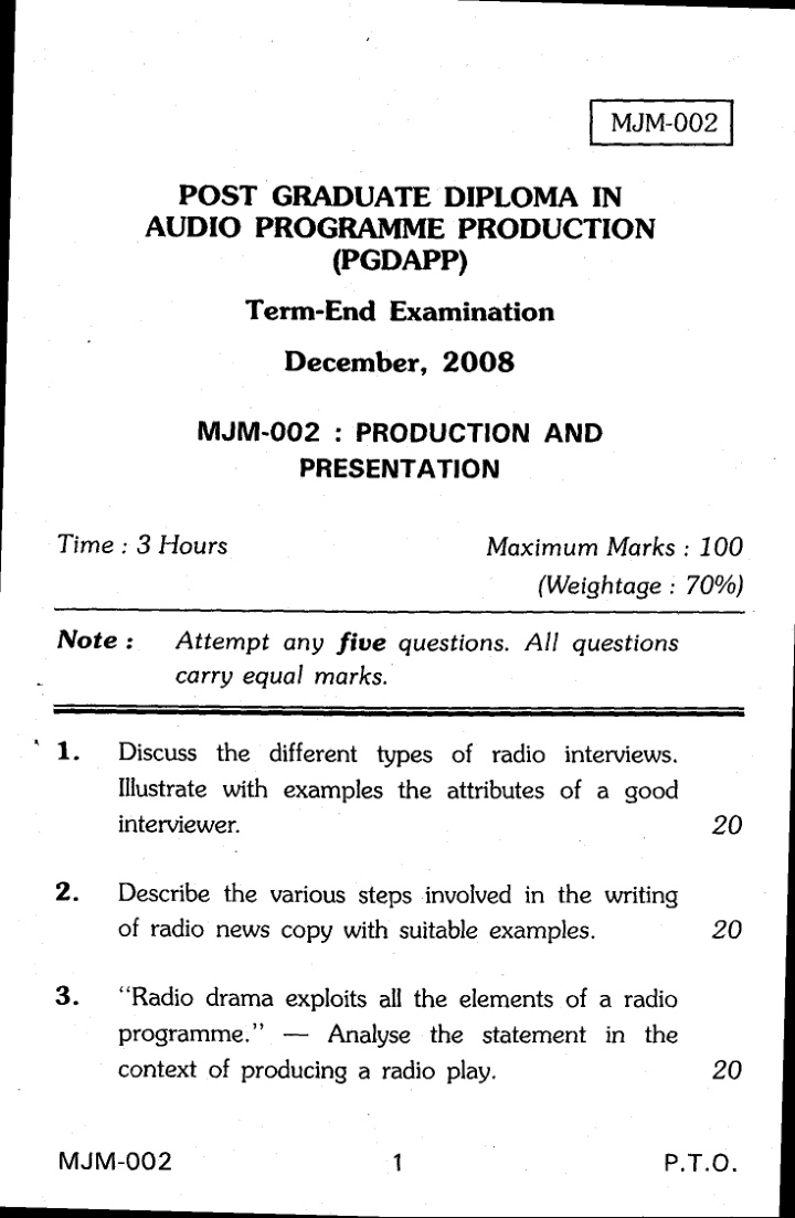post graduate diploma in audio programme production