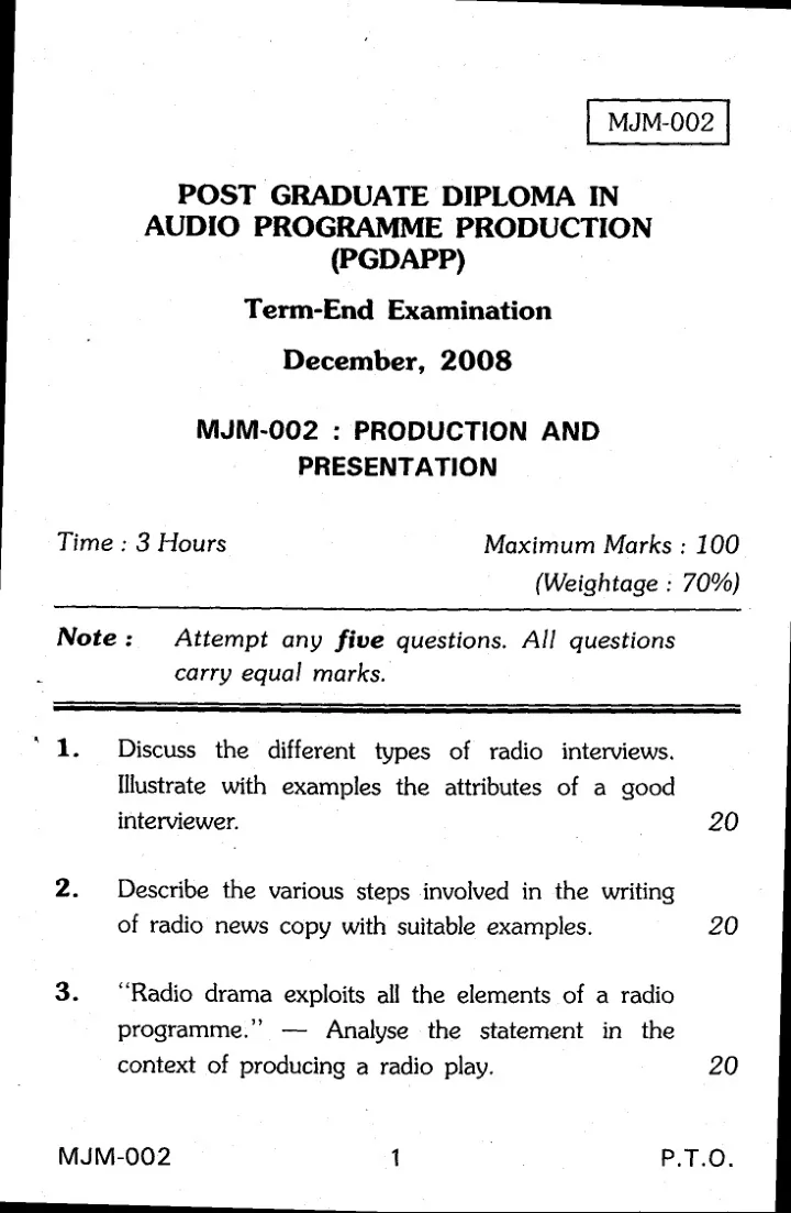 post graduate diploma in audio programme production