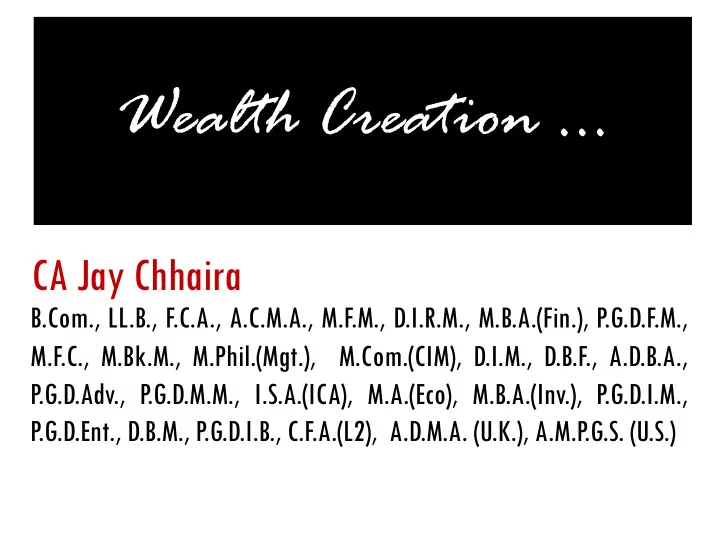 wealth creation