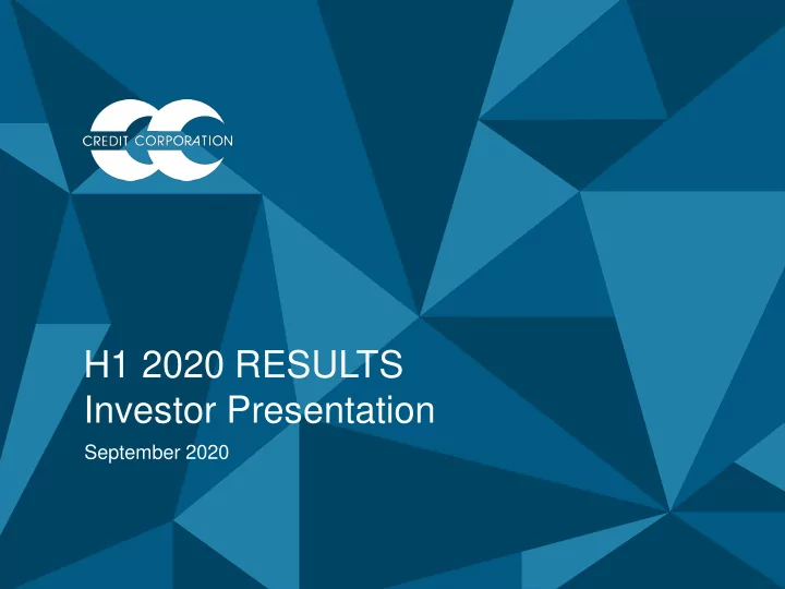 h1 2020 results investor presentation