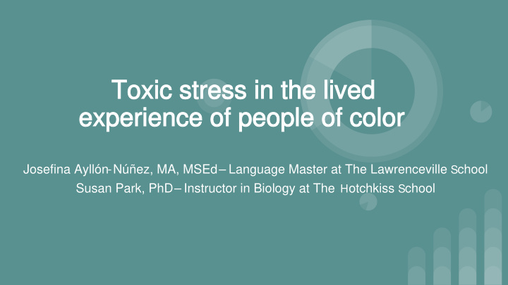 toxic stress in the lived toxic stress in the lived