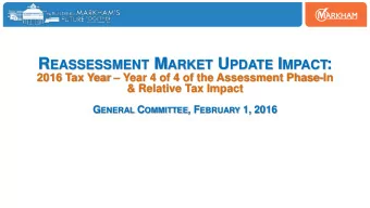 R EASSESSMENT M ARKET U PDATE I MPACT : 2016 Tax Year  Year 4 of 4 of the Assessment Phase-In