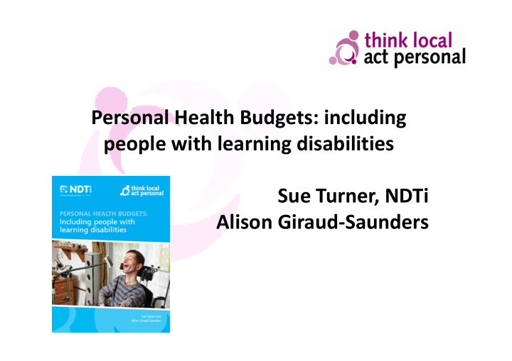 personal health budgets including people with learning