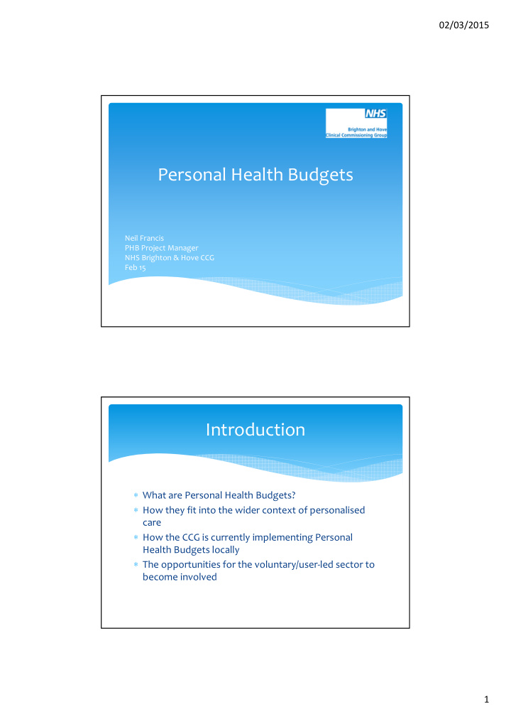 personal health budgets