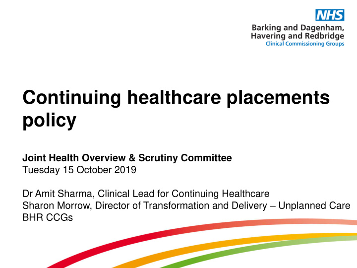 continuing healthcare placements policy