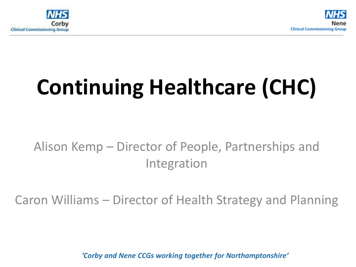 continuing healthcare chc