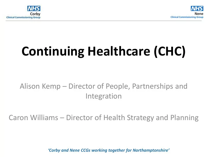 continuing healthcare chc