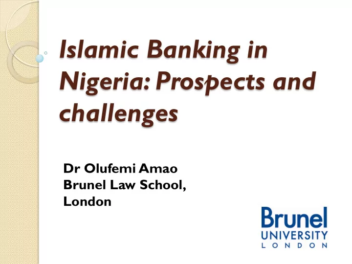islamic banking in nigeria prospects and challenges
