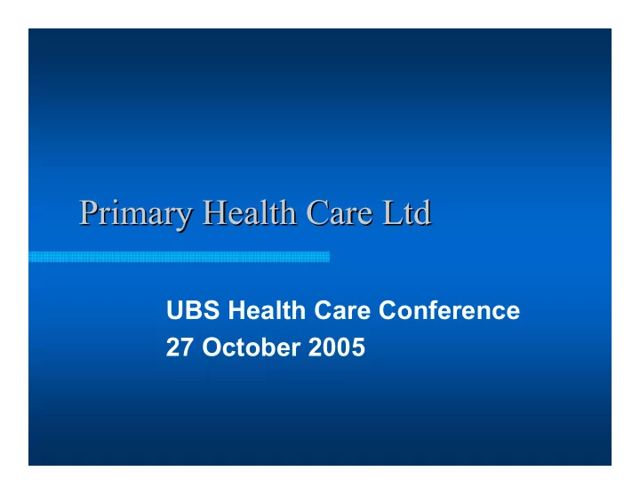 primary health care ltd primary health care ltd