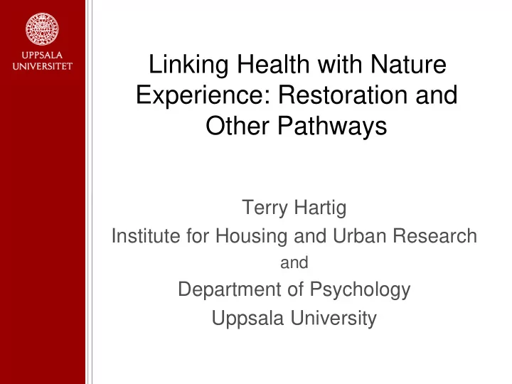 linking health with nature