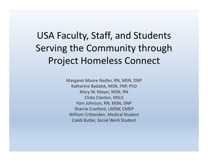 usa faculty staff and students serving the community