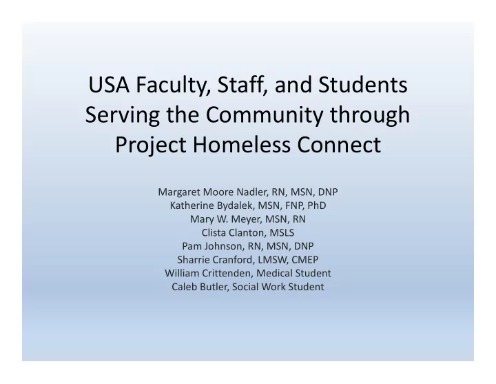 usa faculty staff and students serving the community