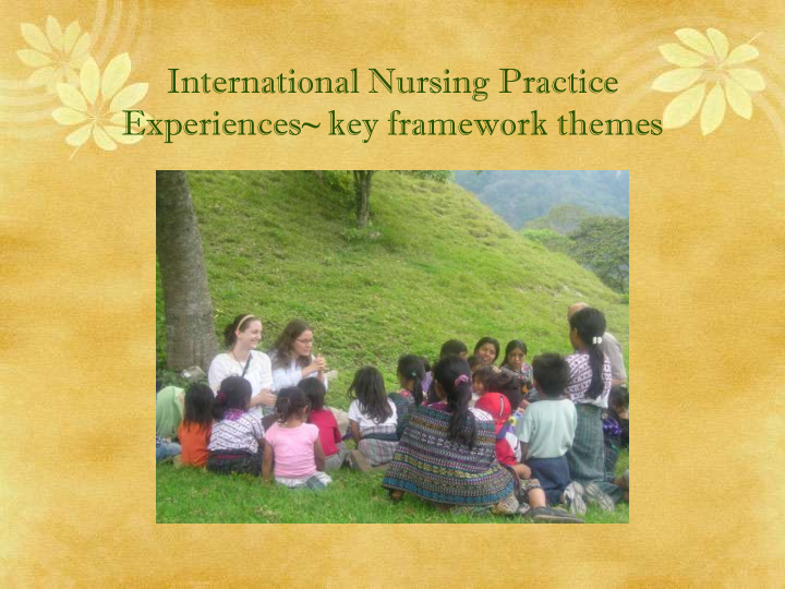 international nursing practice experiences key framework