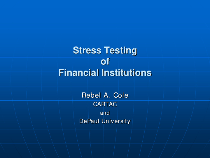 stress testing of financial institutions